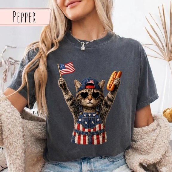 Patriotic Cat Shirt Cat Lover Gift 4th Of July Shirt America Tee Independence Day Graphic Shirt