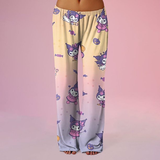 Anime Pajamas for Women Girls Cute Cartoon Cat Print Kawaii Casual Sleep Pajama Pants