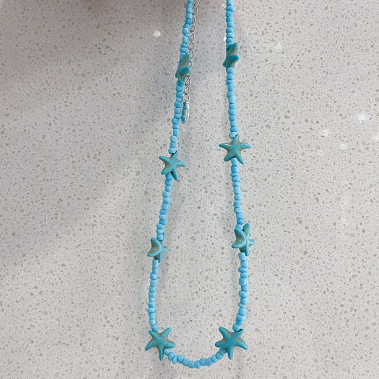 Ocean-Inspired Necklace Starfish Beads Charm String Collar