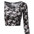 thumbnail image 3 of FashionOutfit Women's Floral Prints Lightweight Long Sleeve Crop Top, 3 of 3