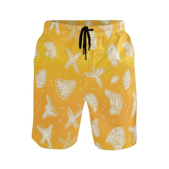 joogoo Men's Swim Trunks Starfish Conch Beach Shorts with Pockets M