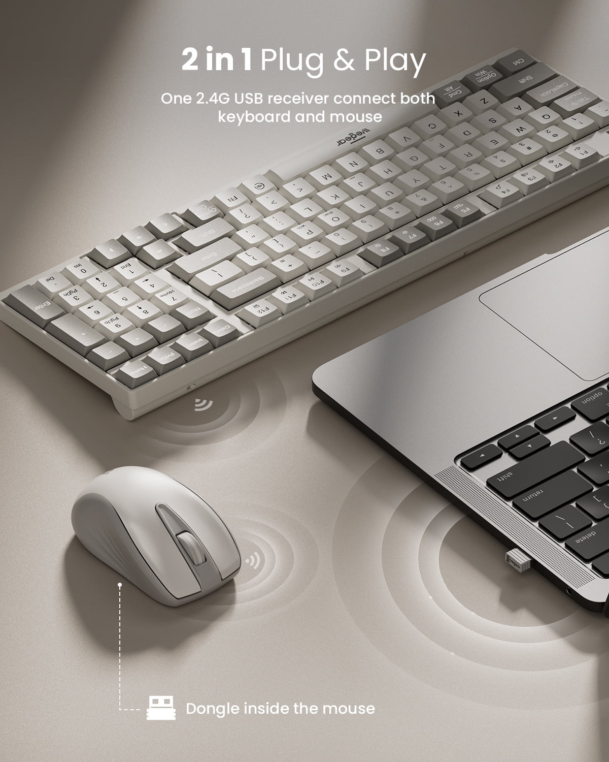 2.4G Wireless Keyboard and Mouse Combo,Compact Full-Size  (98 Keys) Keyboard,Silent Touch ,6-Button & 3-DPI Quiet Wireless Mouse,Portable Kit for Windows Computer PC Mac OS Laptop