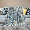 thumbnail image 2 of JRXY Teal Throw Blanket, Light Blue Paisley Design Floral Cozy Decor Nap Blankets for Sofa Bed Couch Chair or Dorm Throws White, 2 of 6