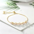 thumbnail image 3 of Gem Stone King 5.20 Ct Peach Morganite White Created Sapphire 18K Yellow Gold Plated Silver Bracelet for Women, 3 of 4