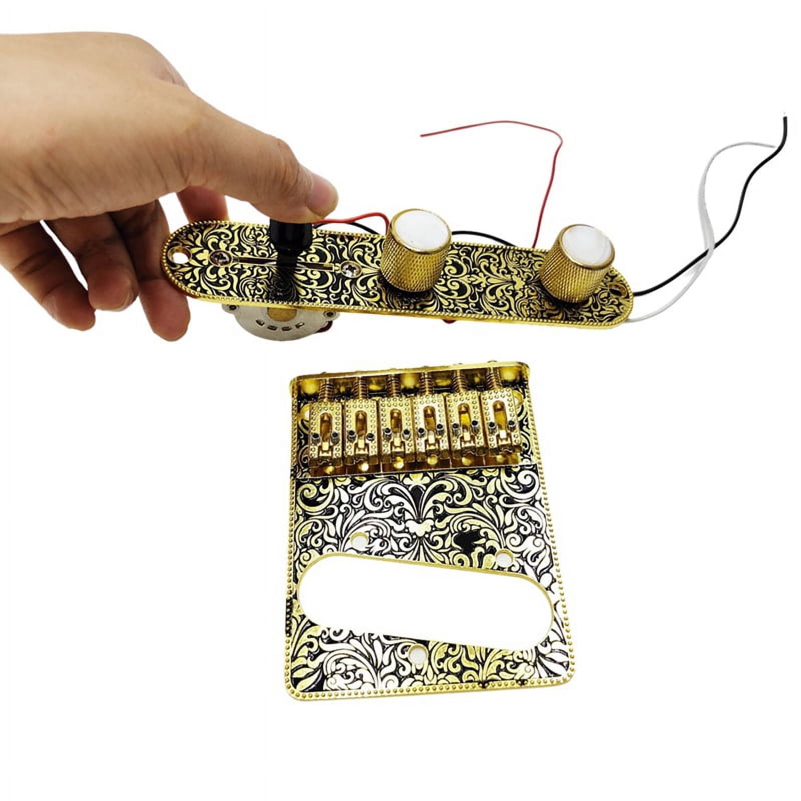 6 String Roller Saddle Guitar Prewired Control Plate and Bridge Plate TL Electric Guitar Replacement Parts Gold