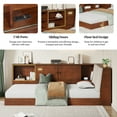 thumbnail image 4 of Euroco Wood Twin Bed Frame, Toddler Daybed with Upholstered Headboard and USB Charging Station, Floor Bed with Storage Bookcase, Walnut, 4 of 15