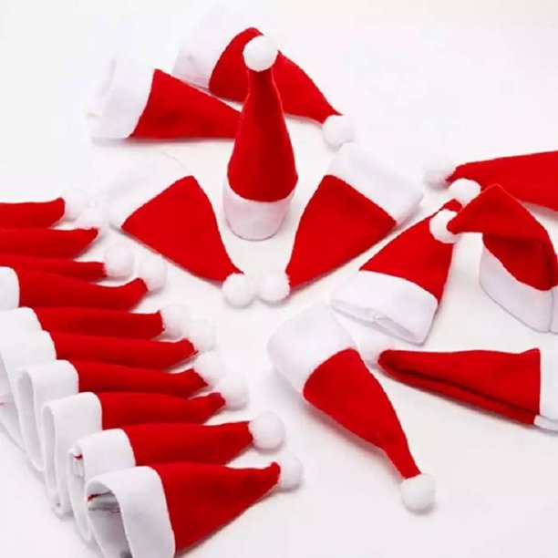 Los más nuevos cubiertos de Navidad, soportes para cubiertos, cubiertas para dulces, sombrero de Papá Noel, botella de vino, Mini sombrero de Navidad