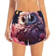 thumbnail image 2 of Gukieu Cute Flower Owl Print Women's Sports Shorts with Drawstring Elastic Waistband for Running, Yoga, Fitness-X-Large, 2 of 7