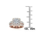 thumbnail image 4 of SuperJeweler 3 1/2 Carat Princess Shape Halo Diamond Bridal Set in 14 Karat Rose Gold For Women, 4 of 6