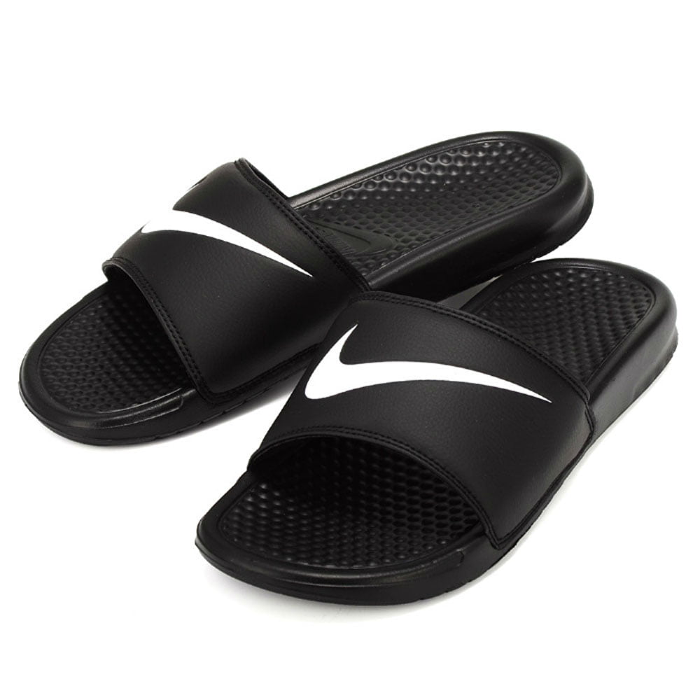 Nike Men's Benassi Swoosh Sandal, Black/White, (13 D(M) US) - Walmart.com
