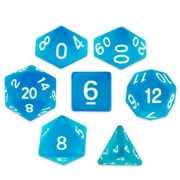 Wiz Dice Sea Glass Set of 7 Polyhedral Dice in Display Case-Matte Blue