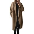 thumbnail image 2 of ClodeEU Women's Notched Lapel Single Breasted Trench Coat , Wool Blend Long Coat With Pockets,Loose Fit Fashion Long Outerwear Brown,Womens Plus S, 2 of 6