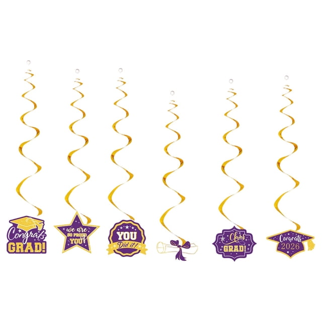 Graduation Decorations, Ngxiha 2026 Graduation Decorations Congrats Grad Decor with Hanging Swirls for Grad Party Decorations 6Pc
