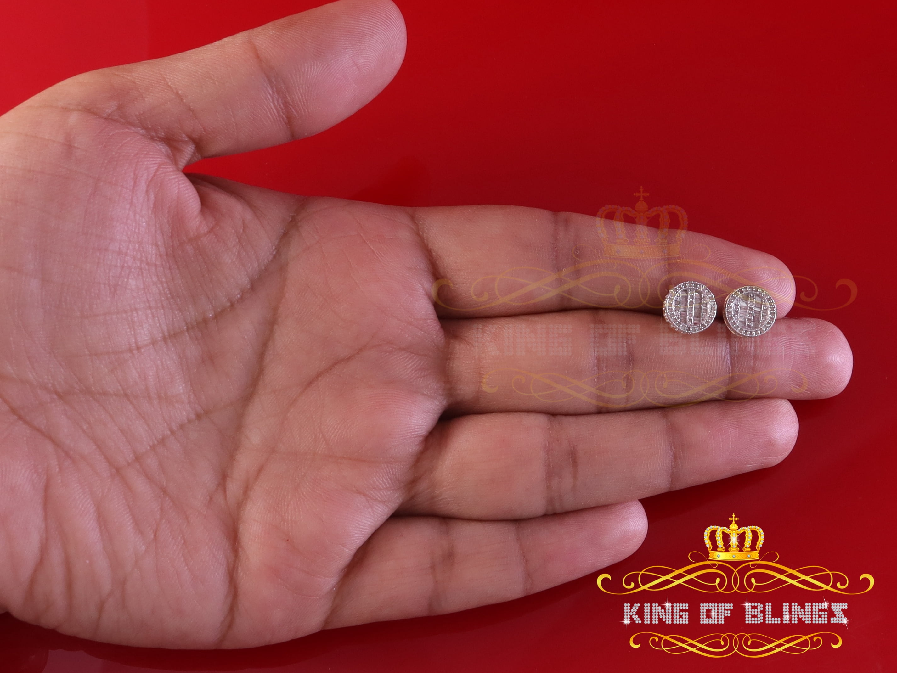 King of Bling's 0.33ct Diamond 925 Sterling Yellow Silver For Men's & Womens Stud Round Earrings