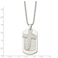 thumbnail image 5 of Stainless Steel Ball Beaded Necklace with Pendants Chain Chisel Polished and Textured 2 Piece Cross Dog Tag on a 24 inch 25.05 mm, 5 of 6