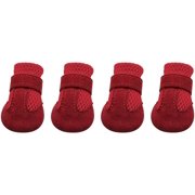 4PCS Waterproof Dog Boots Dog Shoes for Small Dogs No Slip Booties Protector with Reflective Straps Puppy Booties