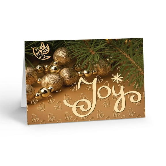 Festive Joy Greeting Holiday Card - 12 Cards with Envelopes - Christmas Cards -