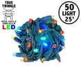 thumbnail image 3 of Novelty Lights Multicolored True Twinkle (100% Twinkle) 5MM LED Christmas String Lights 50 Wide Angle Bulbs (Green Wire, 25 Feet), 3 of 7