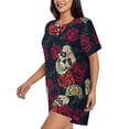thumbnail image 2 of Picia Roses Skulls Pajamas Sets for Women Soft Short-Sleeved Pjs with Lounge Shorts Two Piece Sleepwear-3X-Large, 2 of 9
