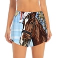 thumbnail image 2 of Gukieu Christmas Horse Print Women's Sports Shorts with Drawstring Elastic Waistband for Running, Yoga, Fitness-Large, 2 of 7