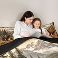 thumbnail image 4 of Manfei Sunset Bear Family Twin Comforter Sets,Wooded Pine Grid Bedding Set,Brown,Black Reversible,2-Piece,1 Comforter and 1 Pillowcase, 4 of 7