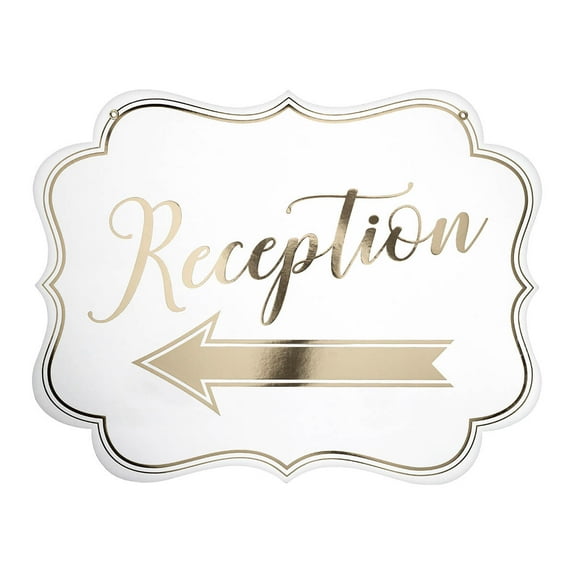 Lillian Rose White and Gold Wedding Reception Arrow Sign