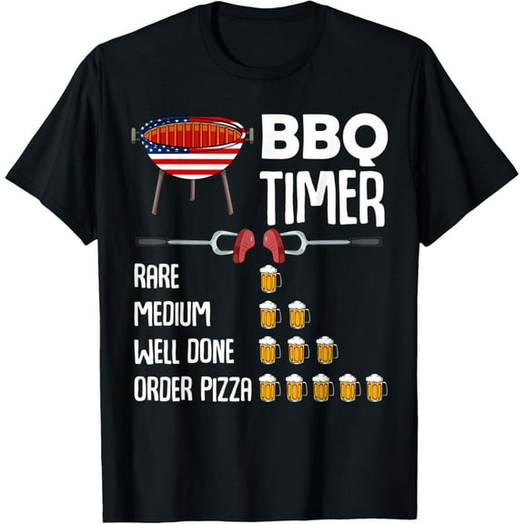 BBQ Lover Timer Smoker Steak Rib Lamb Filet Flank T-ShirtMen and women, Black T-shirt, size: Extra large