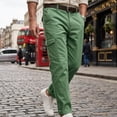 thumbnail image 5 of Mens Cotton Linen Golf Dress Pants with Cargo Pocket Classic Fit Flat Front Hidden Expandable Waist No Iron Wrinkle Free Business Casual formal Work to Weekend Big and Tall Size M-3XL Green, 5 of 7