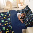 thumbnail image 4 of Feelyou Jungle Dinosaur Bedding Comforter Set for Kids Boys Girls, Palm Stone Wildlife Queen Bedding Sets, Deep Navy, Blue Reversible, 7pcs, 4 of 7