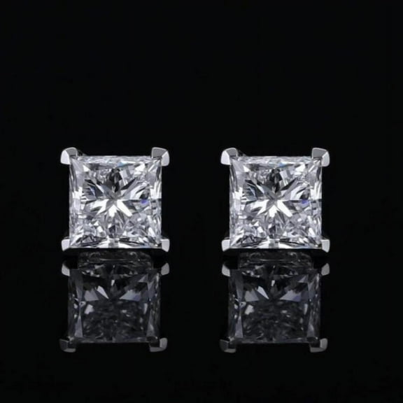 Moissanite Princess Cut Stud Earrings