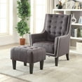 thumbnail image 5 of Black Linen Chair & Ottoman, 5 of 7