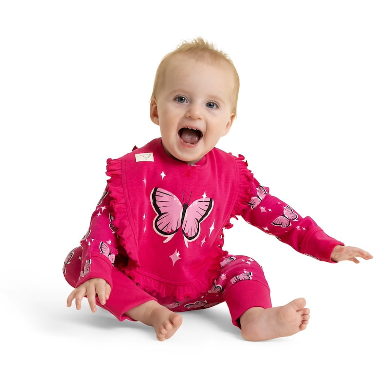 Paris Hilton x Monica + Andy Organic Cotton Ruffle One-Piece and Bib Set, Sizes Newborn-24 Months