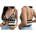 thumbnail image 3 of Tops de Crochet Bohemios para Mujer, con Tirantes Finos y Lazo Delantero, Estilo Y2K, Ajustados, de Punto, para Playa y Verano Negro L, 3 of 7