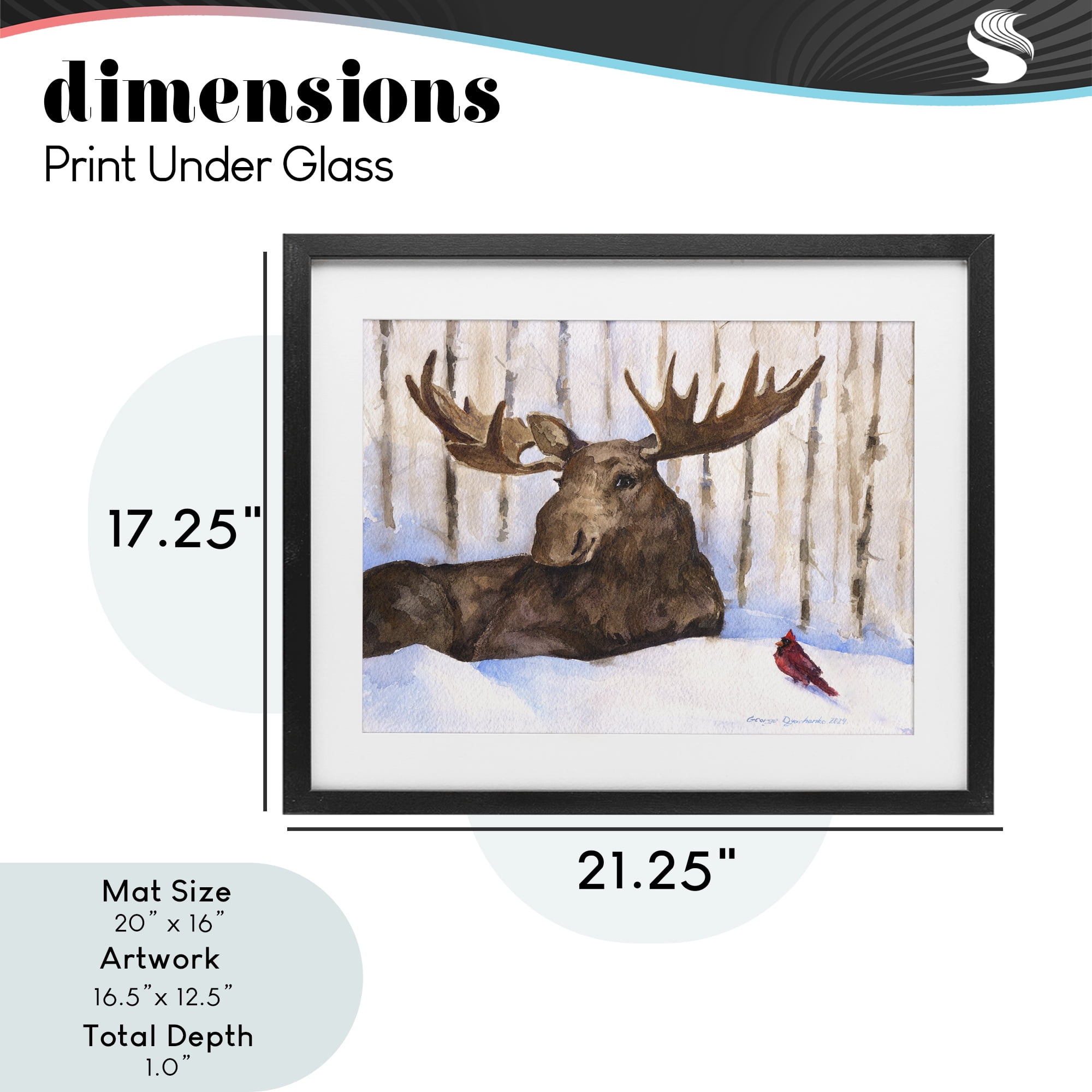 Stupell Industries Moose & Red Cardinal Black Framed Print Under Glass, design by George Dyachenko