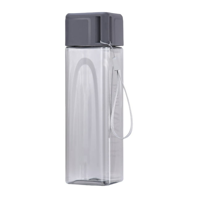 O-055 Grey Square Water Cup Plastic 500Ml Minimalist Transparent Everyday Hydration