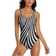 thumbnail image 4 of Black White Striped Swimsuit Abstract Lines Push Up Swimwear One Piece Holiday Rave Bathing Suits Swimsuits Beach Outfits, 4 of 5