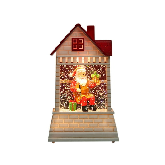 Matoen Christmas Snow Globe House, Lighted USB/Battery Operated Water Glittering Lantern, Christmas Snow Globes House Holiday Festival Decoration- Santa Claus