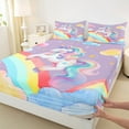 thumbnail image 3 of Manfei Teens Unicorn Bed Sheets Full, Rainbow Galaxy Full Sheet Sets, Cartoon Theme Bedding Sets Full Size, Ultra Soft Room Decorative, 4-Piece, 3 of 7