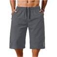 thumbnail image 2 of QATAINLAV Men's Cargo Shorts with Zip Pockets Casual Adjustable Drawstring Hiking Shorts Loose Knee Length Beach Sport Shorts Gray XL, 2 of 5