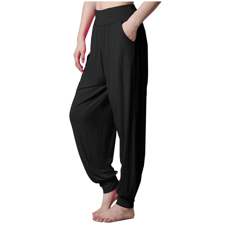 Luxalzxs Women's Elastic Soft Modal Yoga Sports Pants Dance Harem