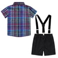 thumbnail image 4 of Toddler Boys Outfits Short Sleeve Plaid Shirt Tops Shorts With Tie Child Kids Gentleman Sets Clothing Sets for Boys Size 3-4T, 4 of 8