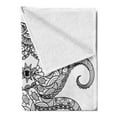 thumbnail image 2 of Octopus Soft Flannel Fleece Throw Blanket, Octopus Doodle Cultural Pattern Mandala Eastern Style Illustration Print, Cozy Plush for Indoor and Outdoor Use, 50" x 70", Black White, by Ambesonne, 2 of 5