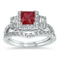 thumbnail image 6 of LaRaso & Co His Her Red Silver Wedding Ring Set Ruby CZ Engagement Wedding Ring Set 5/12, 6 of 7