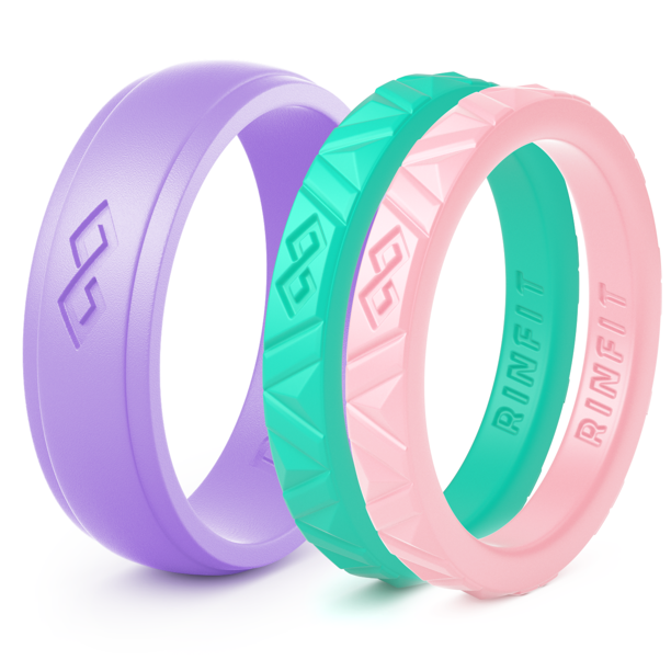 Rinfit Silicone Wedding Rings / Wedding Bands/ Rubber 3 Rings Set