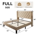 thumbnail image 2 of iPormis Full Size Bed Frame with Diamond Button Tufted Wingback Headboard, Upholstered Platform Bed Frame with Strong Wood Slat Support, No Box Spring Needed,Beige, 2 of 8