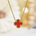 thumbnail image 4 of Collar con Colgante de Flor Roja JeenMata Bañado en Oro Amarillo, 4 of 7