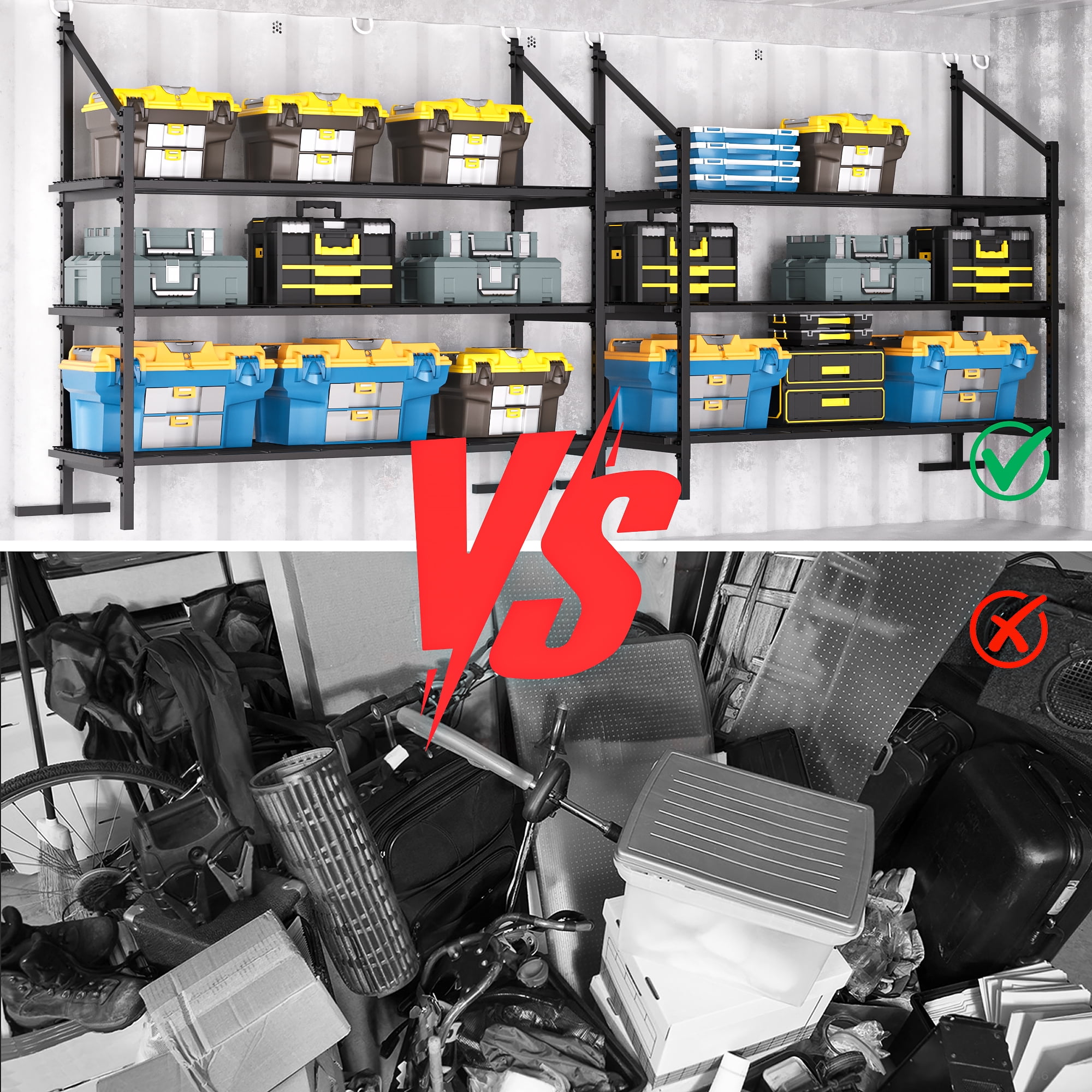 YOHKOH Shipping Container Shelving, Adjustable 3-Tier Heavy Duty Brackets, 59"W x 22"D x 59"H, 1100 lbs Capacity for Garage & Warehouse Storage