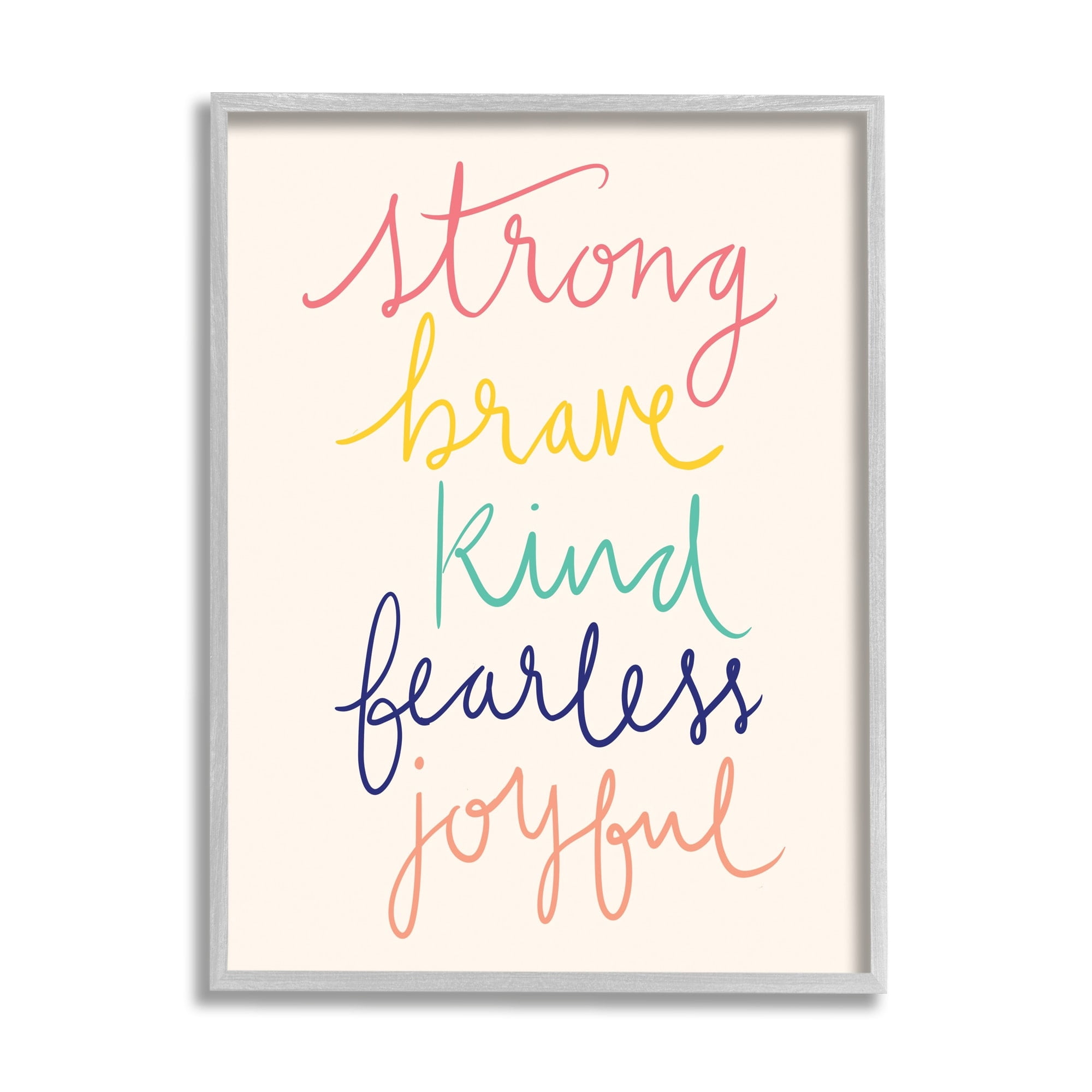 Stupell Industries Fearless Motivational Words Phrase Rainbow Calligraphy List Graphic Art Gray Framed Art Print Wall Art, Design by Heather McLaughlin