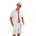 thumbnail image 3 of COOFANDY Mens Casual Cotton Linen Shirt Short Sleeve Button Up Shirts Summer Beach Top, 3 of 5