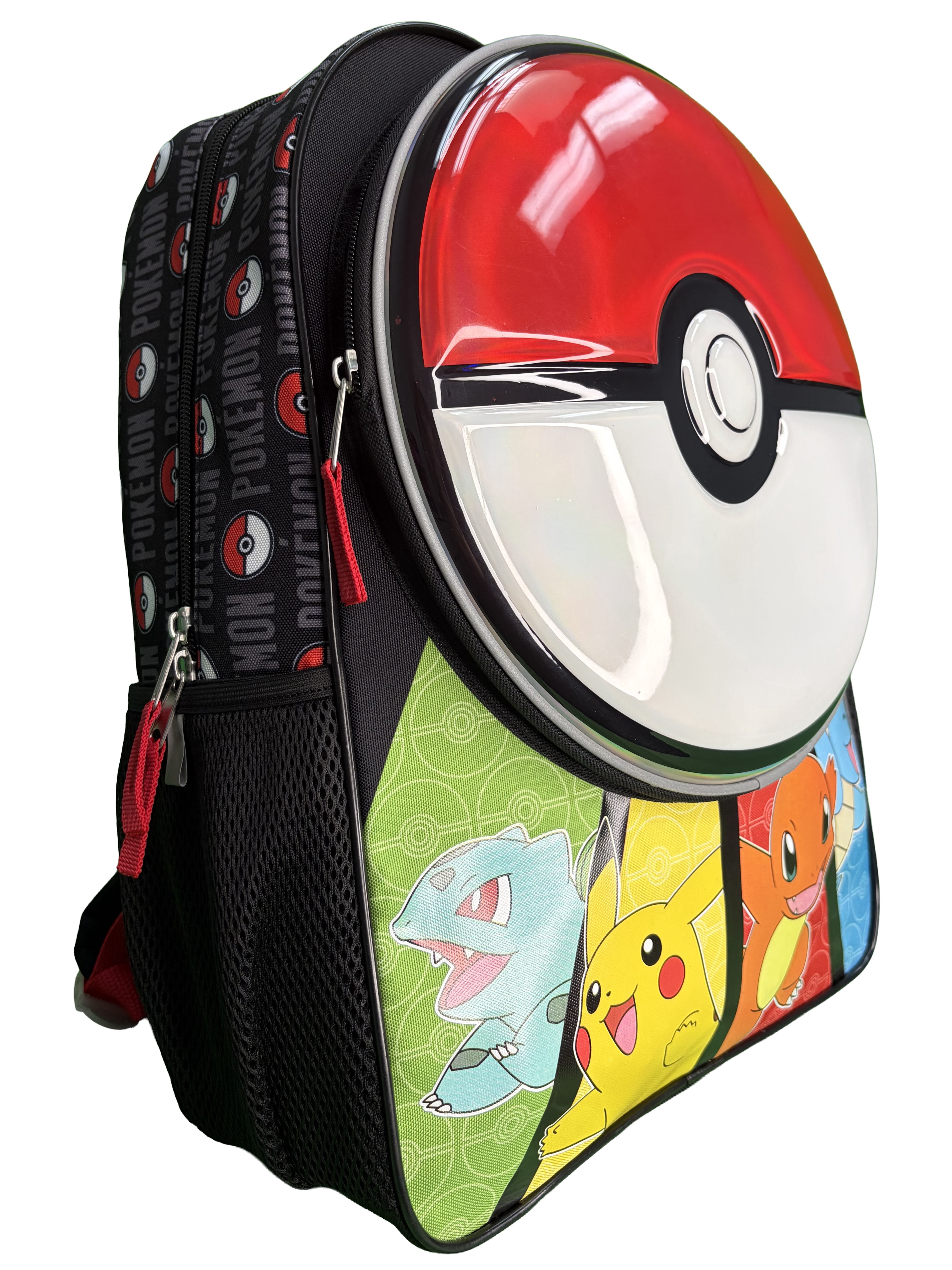 Pokemon "Pokeball" 16" Backpack with Molded Round Front Pocket & Metallic Printing